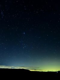 Scenic view of silhouette landscape against star field at night