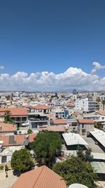 High angle view of townscape against sky