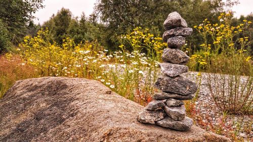 Stack of stones on rock