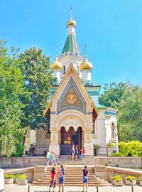 Group of people in front of building