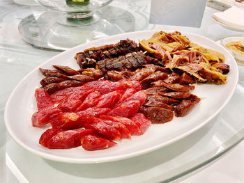 Close-up of food in plate on table