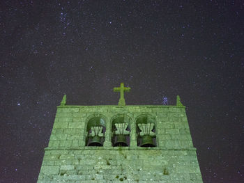 Bell tower against sky at night