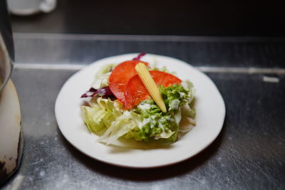 Close-up of salad served in plate