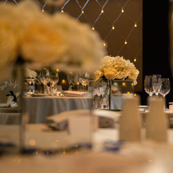 Close-up of wine glass on table at restaurant