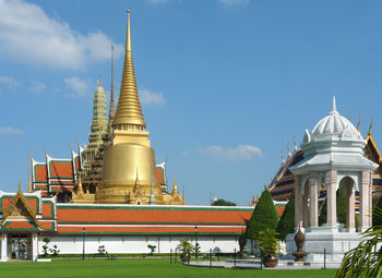 Low angle view of pagoda against sky