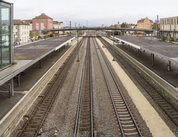 High angle view of railroad station platform