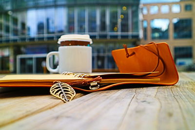 Close-up of eyeglasses on table