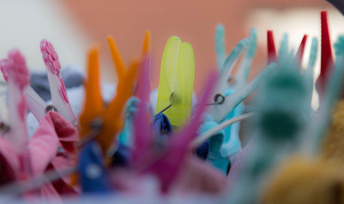 Close-up of multi colored pencils