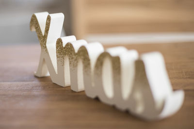 Close-up of objects on table