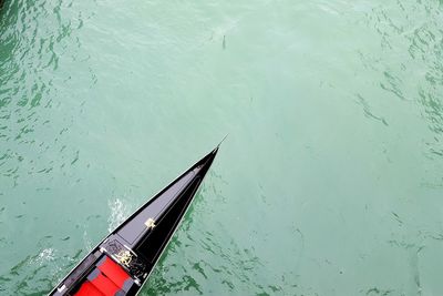 High angle view of boat in water