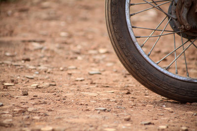 Close-up of bicycle on field