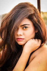 Close-up portrait of beautiful young woman