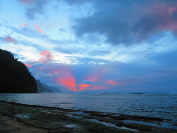 Scenic view of sea against sky during sunset