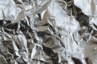 Full frame shot of crumpled foil