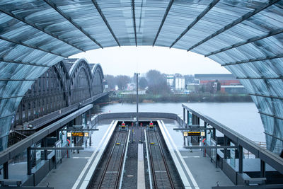 Bridge over railroad tracks in city