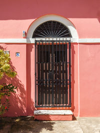 Closed door of house