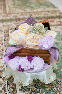 Close-up of ice cream cone on table