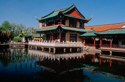 Reflection of building in lake