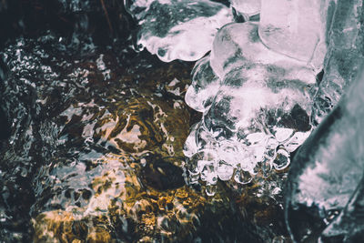 High angle view of frozen lake