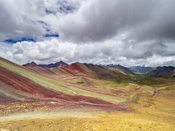 Scenic view of landscape and mountains against sky