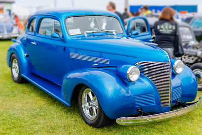 Vintage car on field