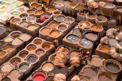 High angle view of objects for sale in market