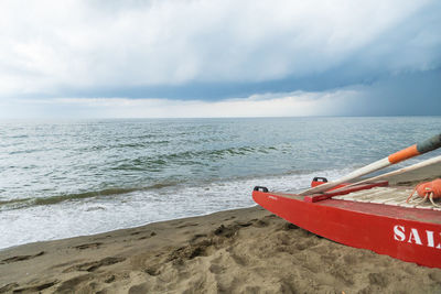 Scenic view of beach against sky