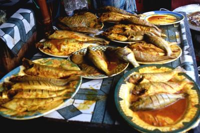 High angle view of food in plate