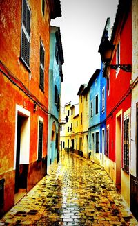 Narrow alley with buildings in background