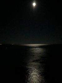 Scenic view of sea against sky at night