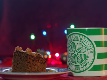 Close-up of cake on table