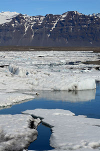 Global warming at work with a melting glacier in iceland.