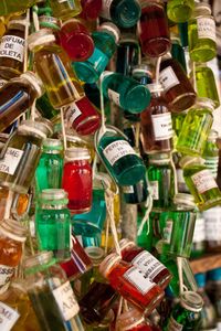 Close-up of bottles on table