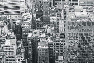 High angle view of modern buildings in city