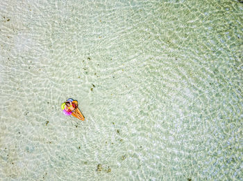 Aerial view of woman swimming in sea