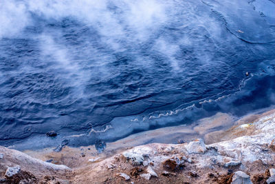 High angle view of rocks on land