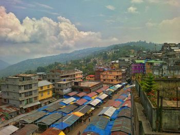 High angle shot of townscape