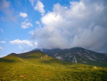 Scenic view of mountains against sky