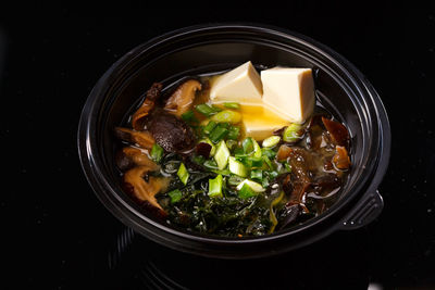 High angle view of food in bowl
