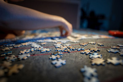 Close-up of hands on floor