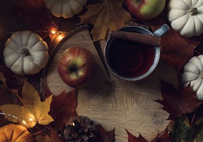 High angle view of fruits on table