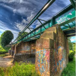 Multi colored built structure against sky