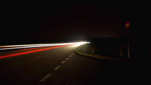 Light trails on street at night