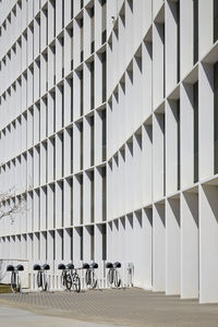 Office building exterior with bicycles