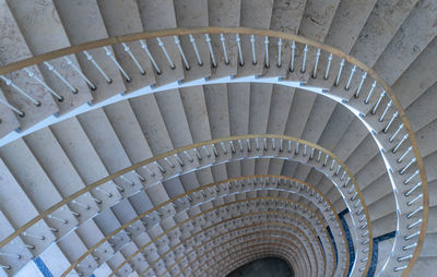 High angle view of spiral staircase in building