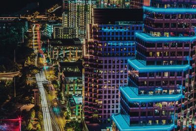 Illuminated city at night