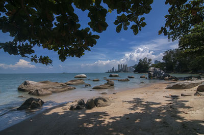 Scenic view of beach against sky