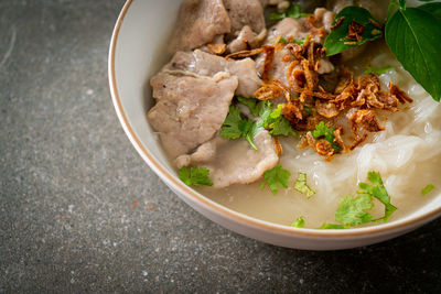 Close-up of food in bowl on table