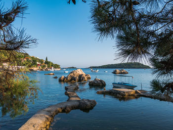 Scenic view of lake against clear sky