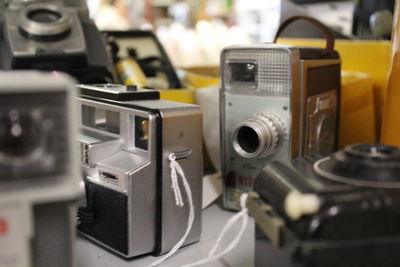 Antique cameras on display